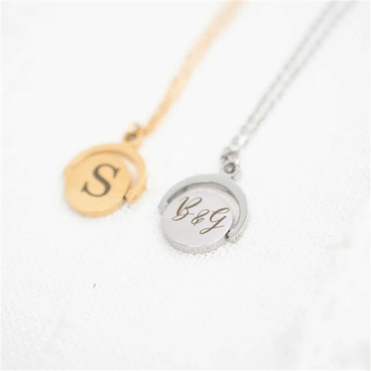 Spinner Personalised Name Necklace Spinner Necklace I Love You Women Necklace Gift for Her Stainless Steel Custom Name Necklac