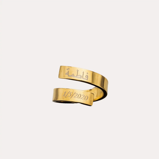 CUSTOM 2-NAME SPIRAL RING Personalized Custom Arabic Name Carving Date Ring Mother's Day Gifts For Mom Couple Rings For Her